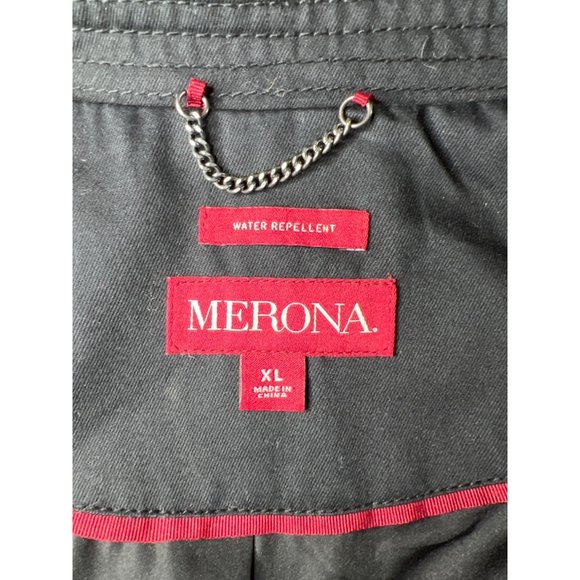 (Sold)Merona Water Resistant Black stylish Trench Coat (XL) - Picture 7 of 9
